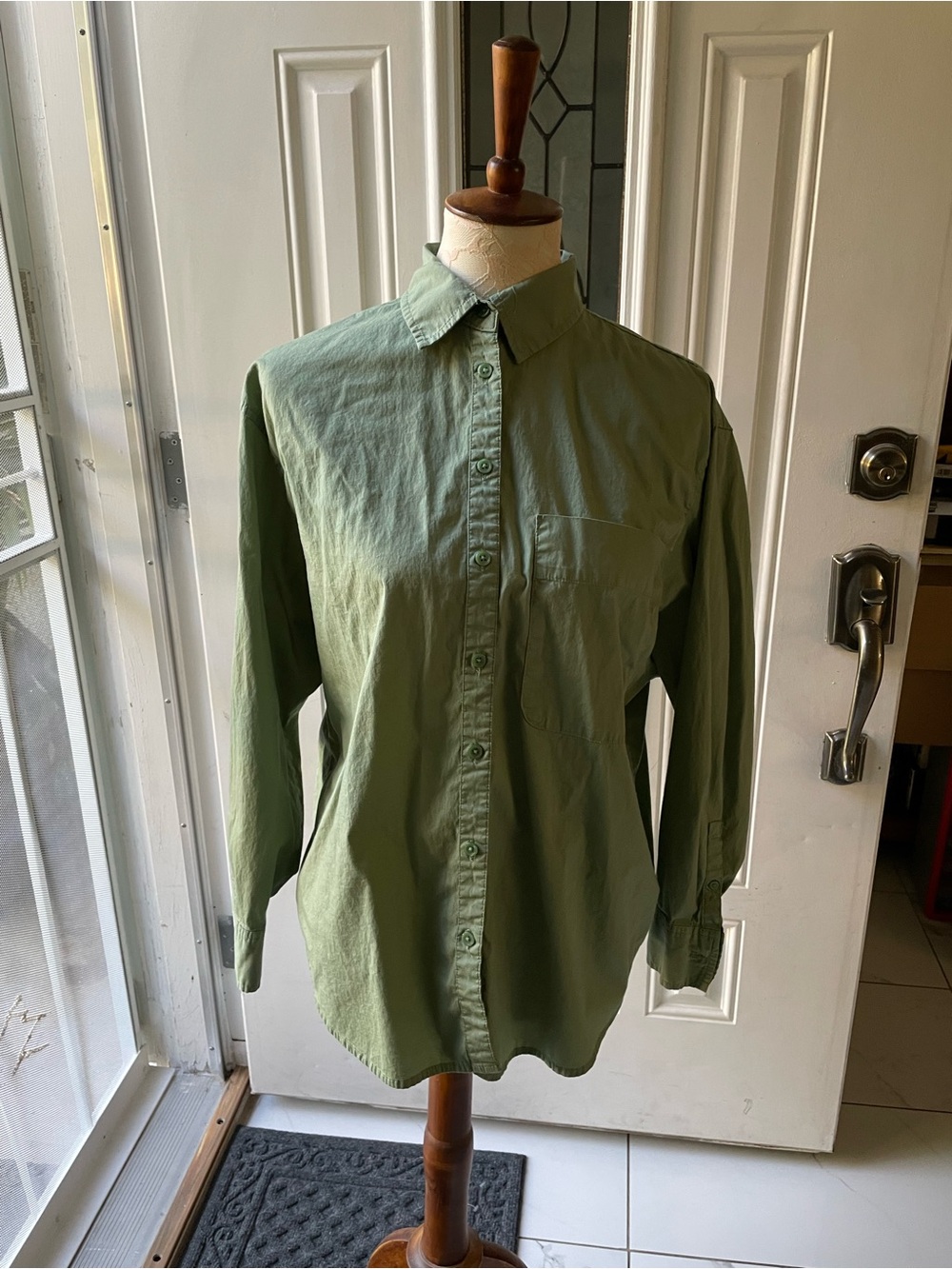 a new day Men's Olive Button-Down Shirt